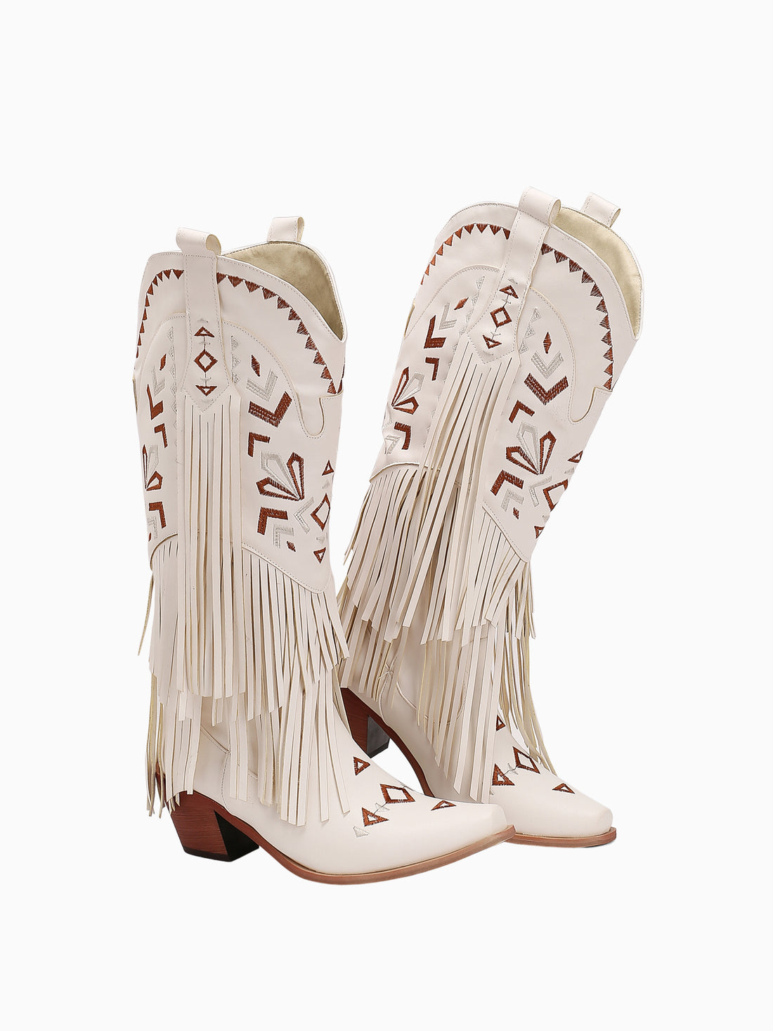 Boho Aztec White Cowgirl Boots