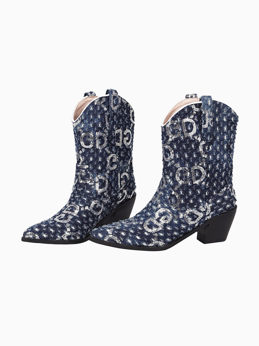 Dazzling Navy Rhinestone Cowgirl Booties for Women