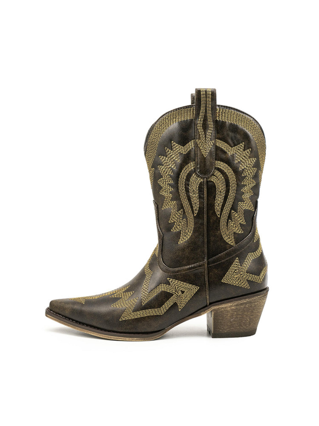 Embroidered Mid Calf Cowgirl Taupe Cowboy Boots for Women