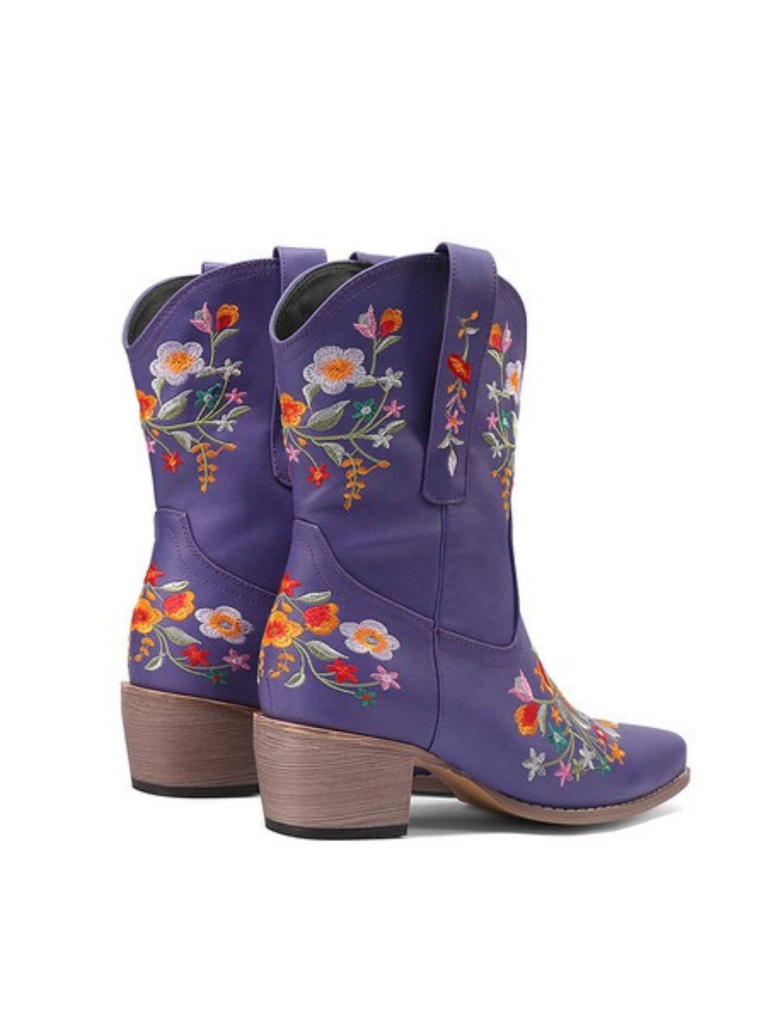 Enchanting Purple Cowgirl Booties with Flowers