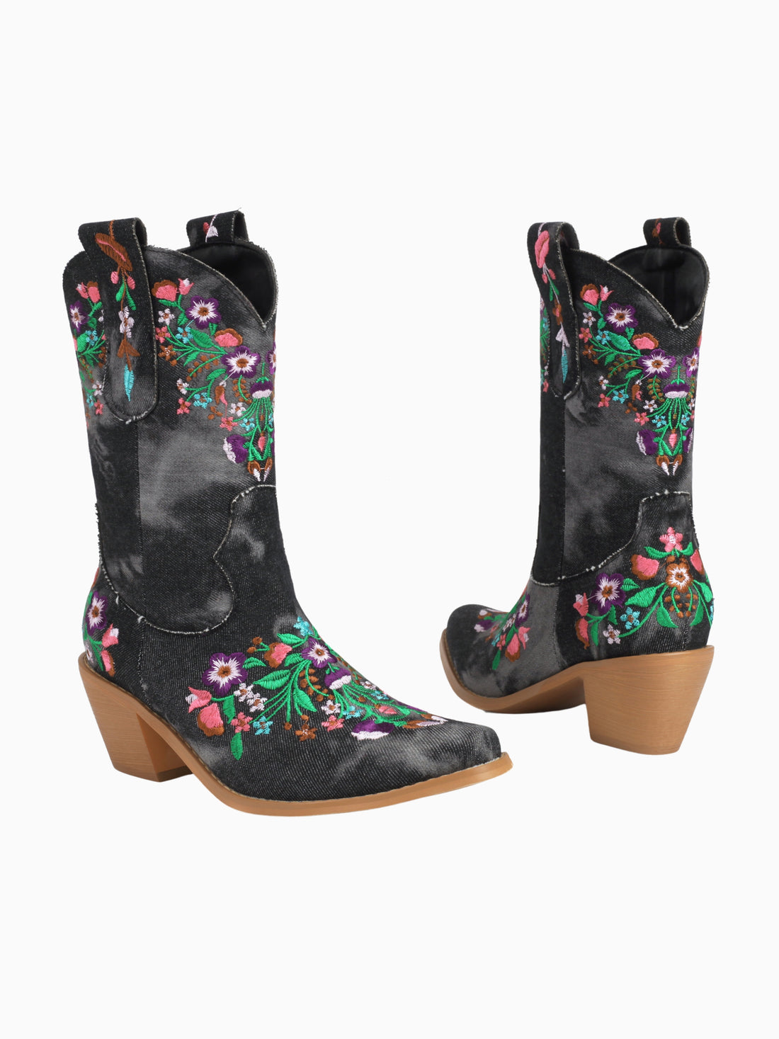 Floral Garden Black Cowgirl Boots