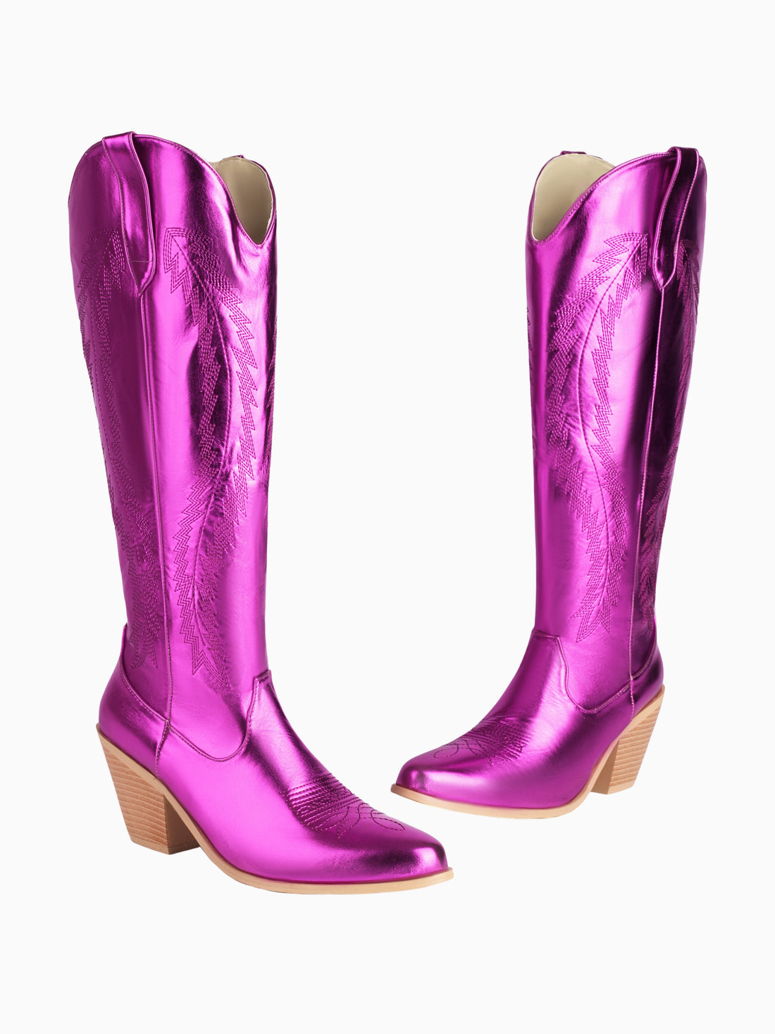 Radiant Rodeo Knee-High Metallic Purple Cowgirl Boots