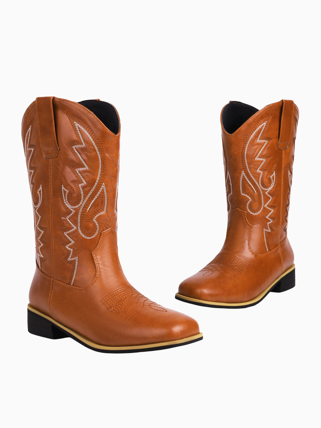 Ranch Rider Low Heel Embroidery Cowgirl Booties Square Toe