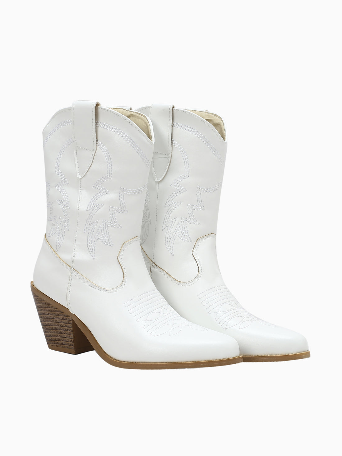 Simple Retro White Cowgirl Boots