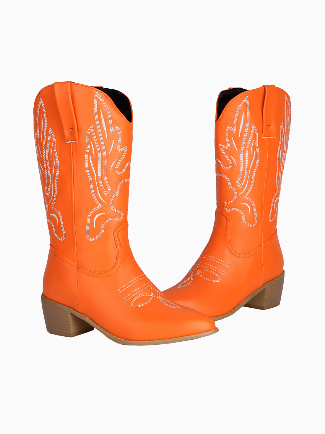 Sunset Orange Mid Calf Cowgirl Boots