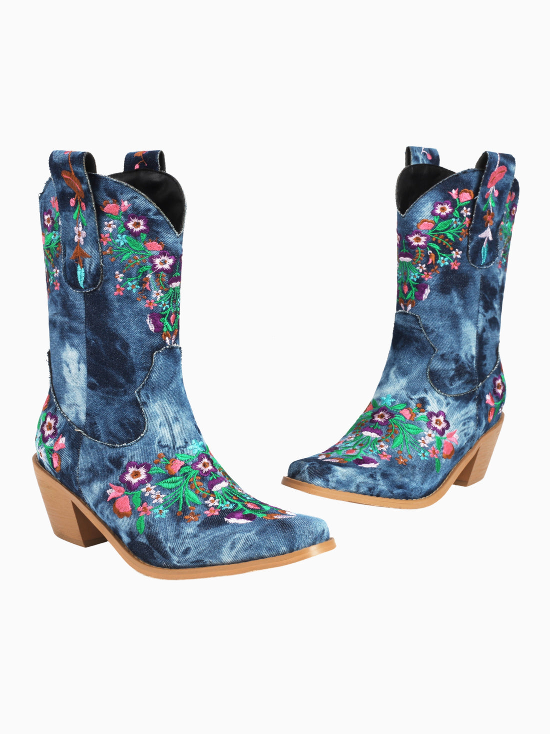 Tie-dye Floral Blue Cowgirl Boots