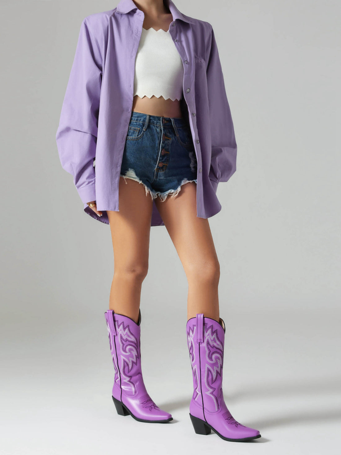 Wild Violet Rodeo Purple Cowgirl Boots Mid Calf