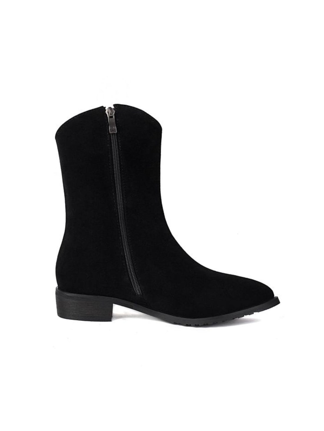 Ankle Boho Fringe Black Cowgirl Boots with Low Heels