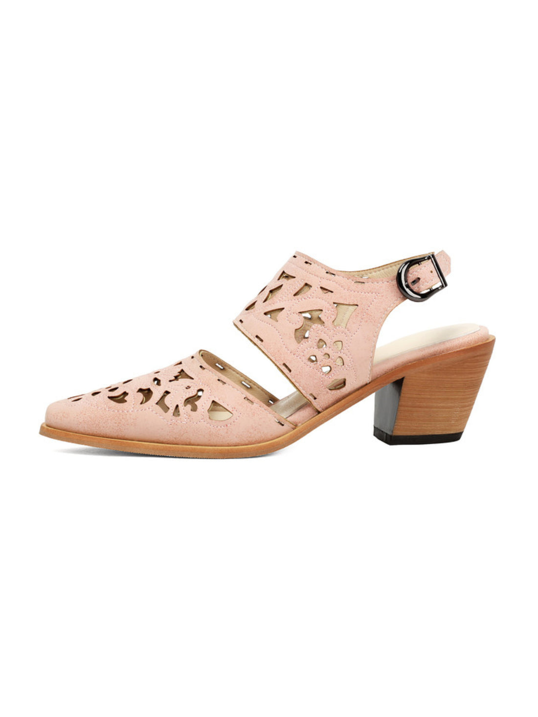 Plus Size Ankle Slingback Hollow-Out Pink Cowgirl Boots for Summer