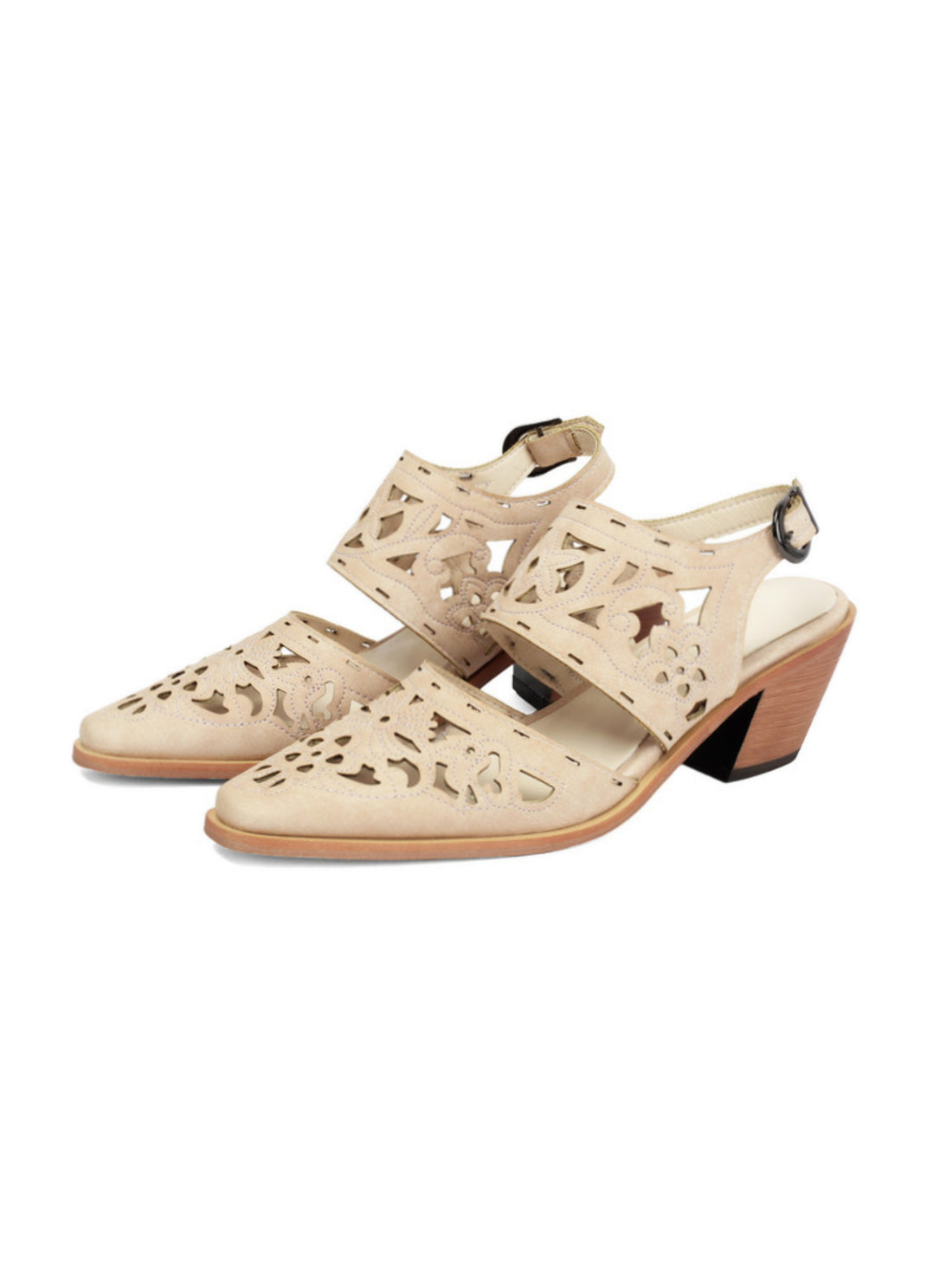 Women's Beige Plus Size Hollow-Out Western Ankle Summer Boots