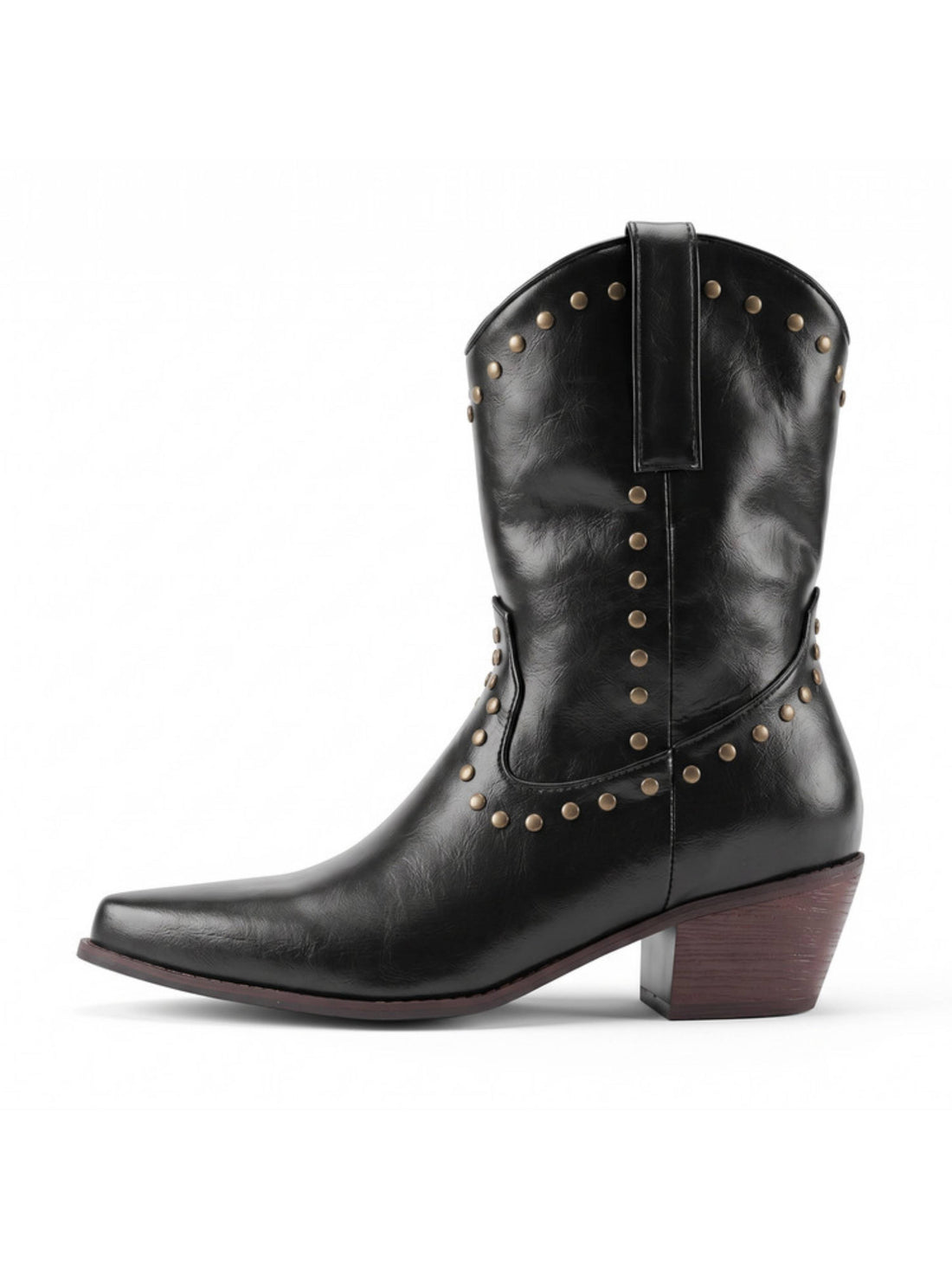 Black Studded Festival Cowboy Boots Women