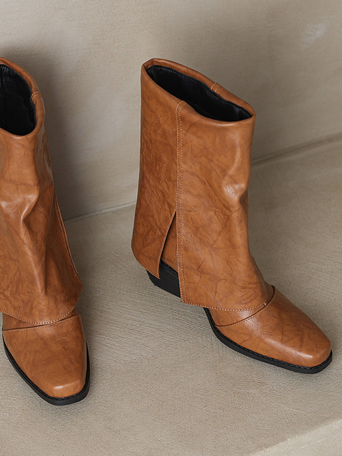Block Heel Ladies' Brown Western Ankle Boots Snip Toe