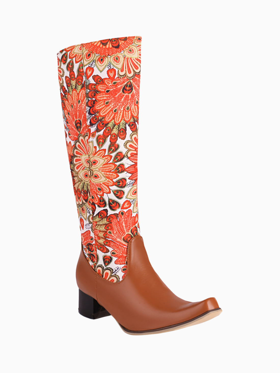 Bohemian Floral Orange Cowgirl Boots