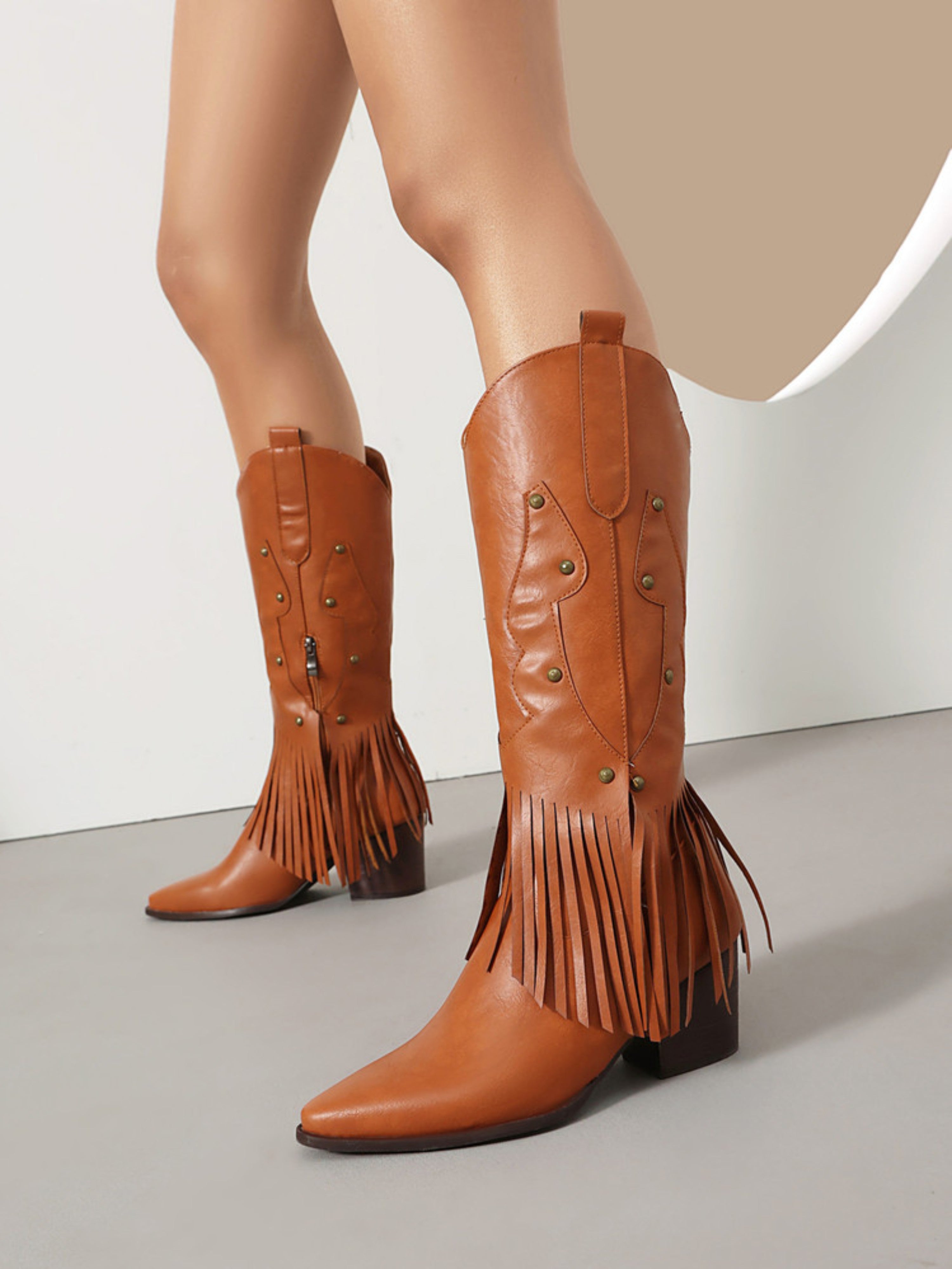 Bohemian Rockstar Cognac Brown Fringe Cowboy Boots – Wild Jolie