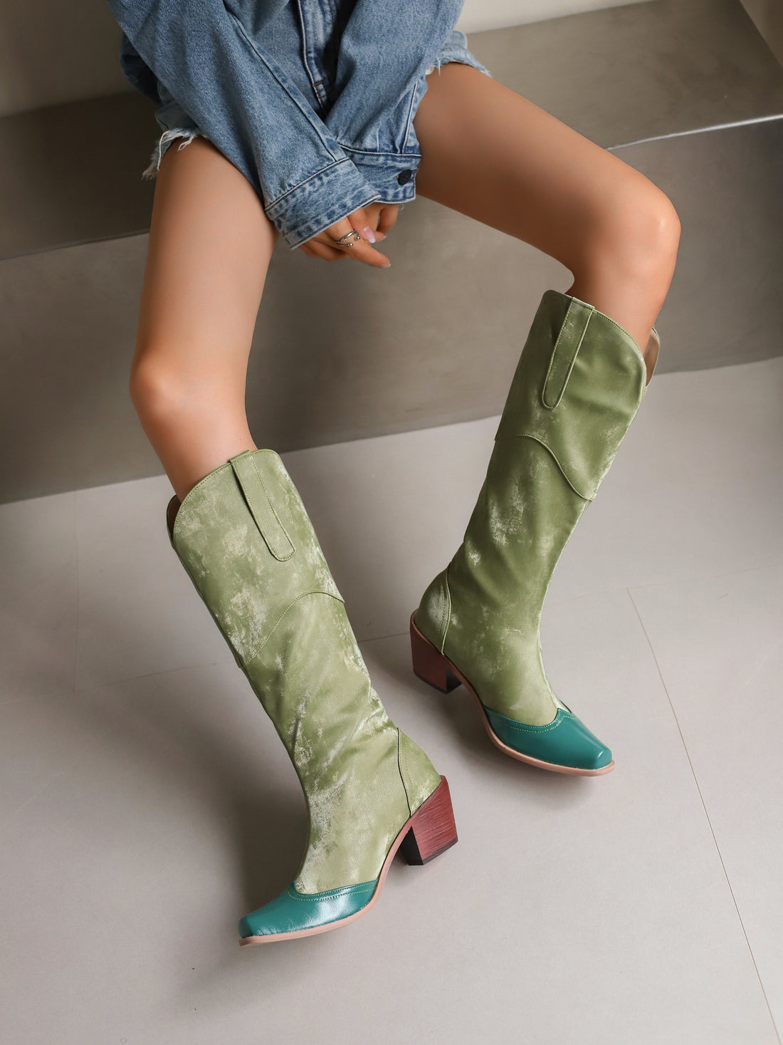 Bohemian Sage Green Cowgirl Boots