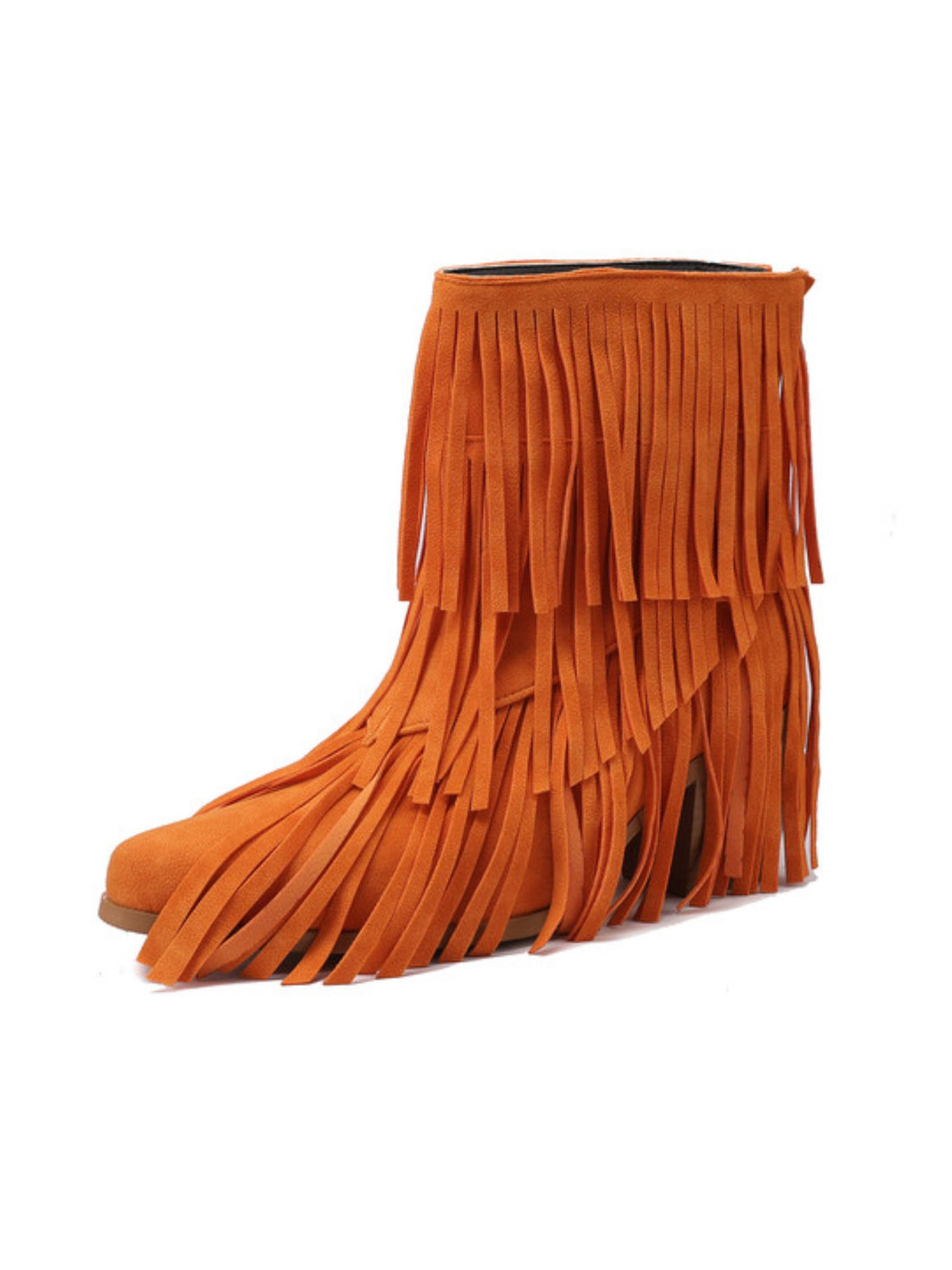 Bright Orange Women's Western Boots with Fringe