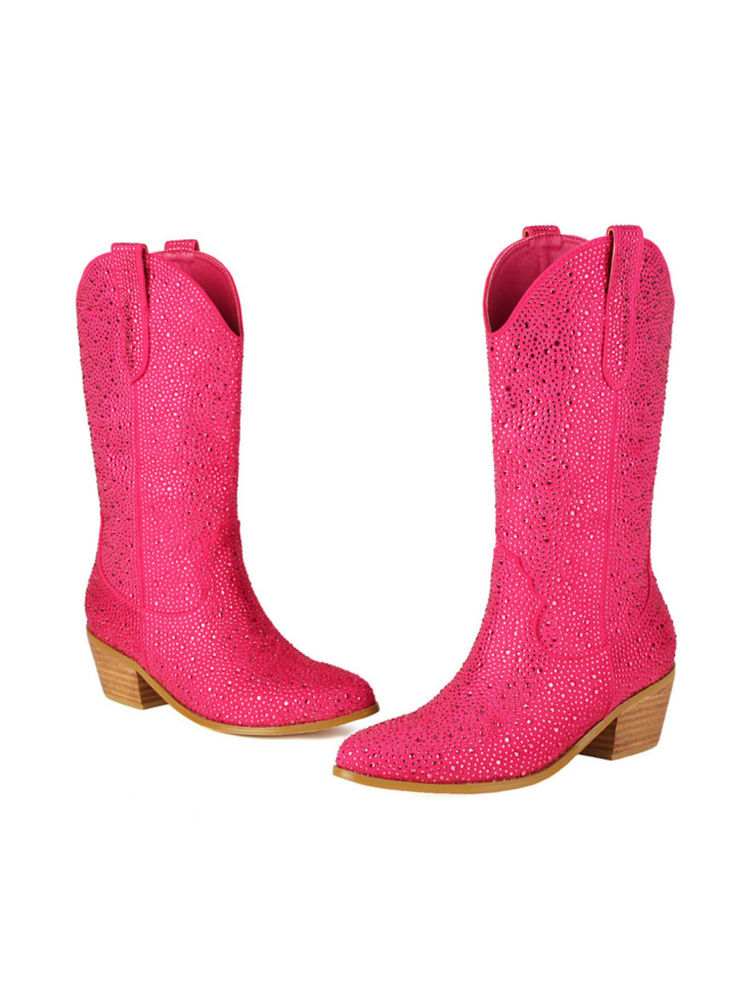 Bright Pink Rhinestone Cowgirl Boots