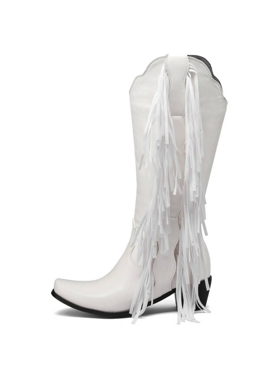 Cascading White Fringe Cowgirl Boots for Bride Bachelorette