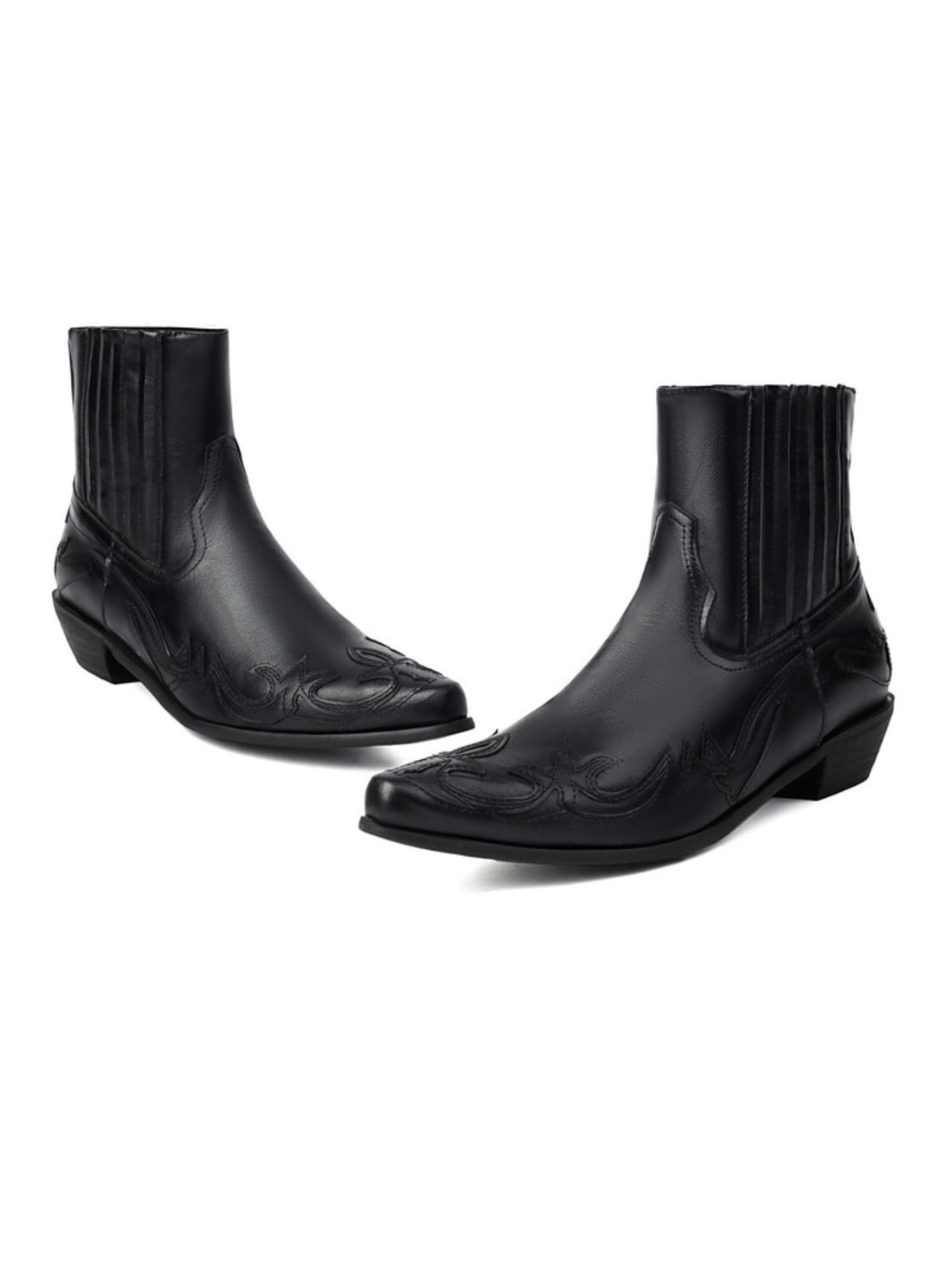 Chelsea Style Patchwork Snip Toe Women's Black Western Boots