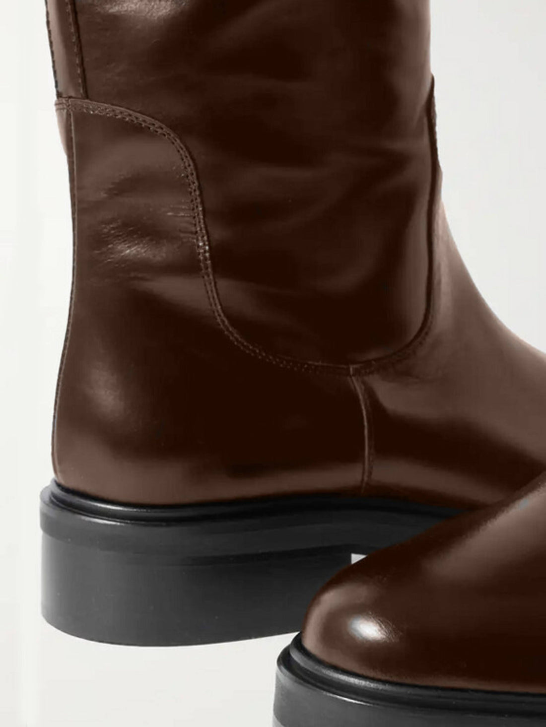 Chocolate Brown Leather Knee-High Equestrian Riding Boots Women