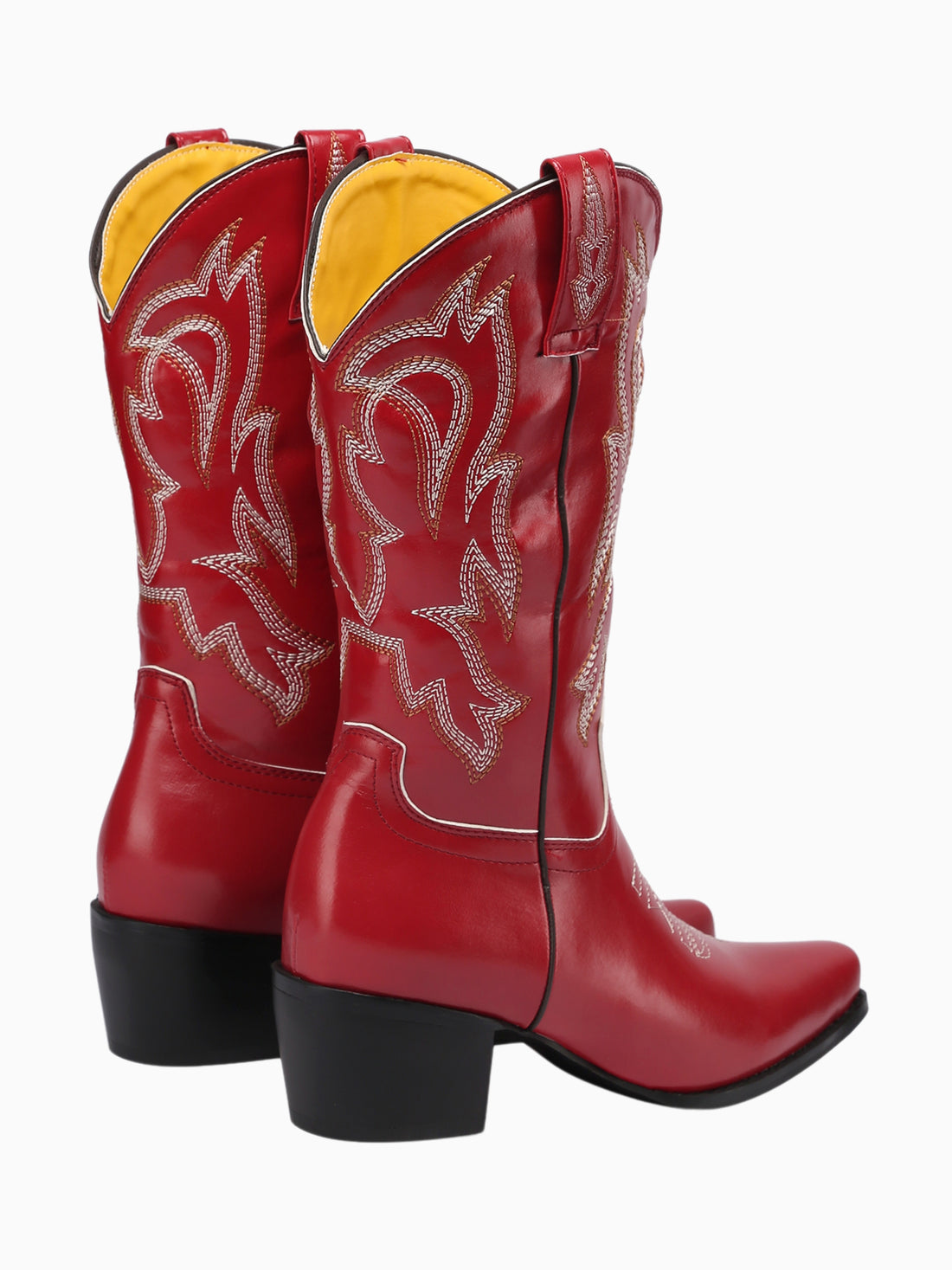 Classic Embroidered Mid-Calf Red Cowgirl Boots