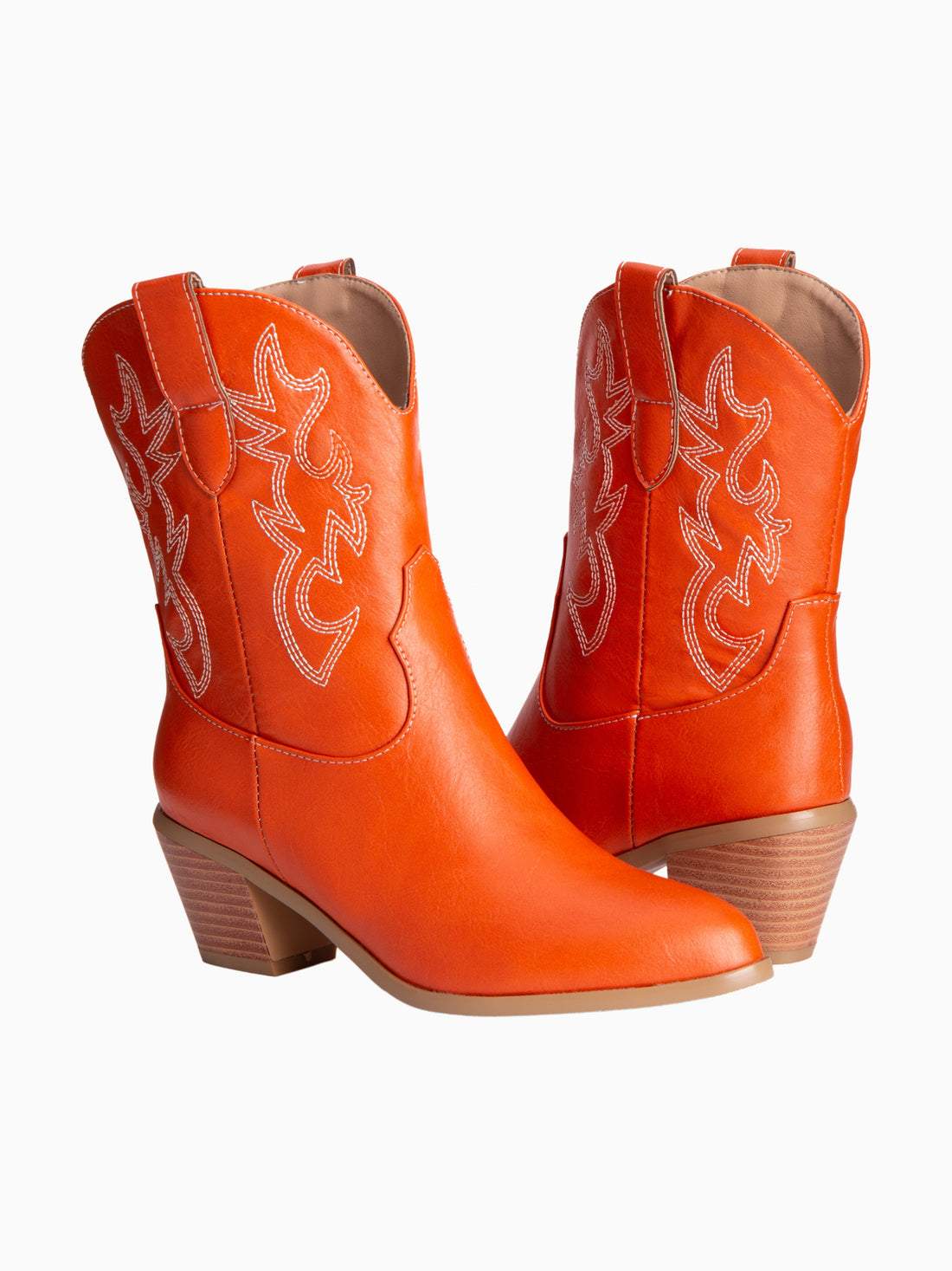 Classic Embroidered Orange Cowgirl Boots