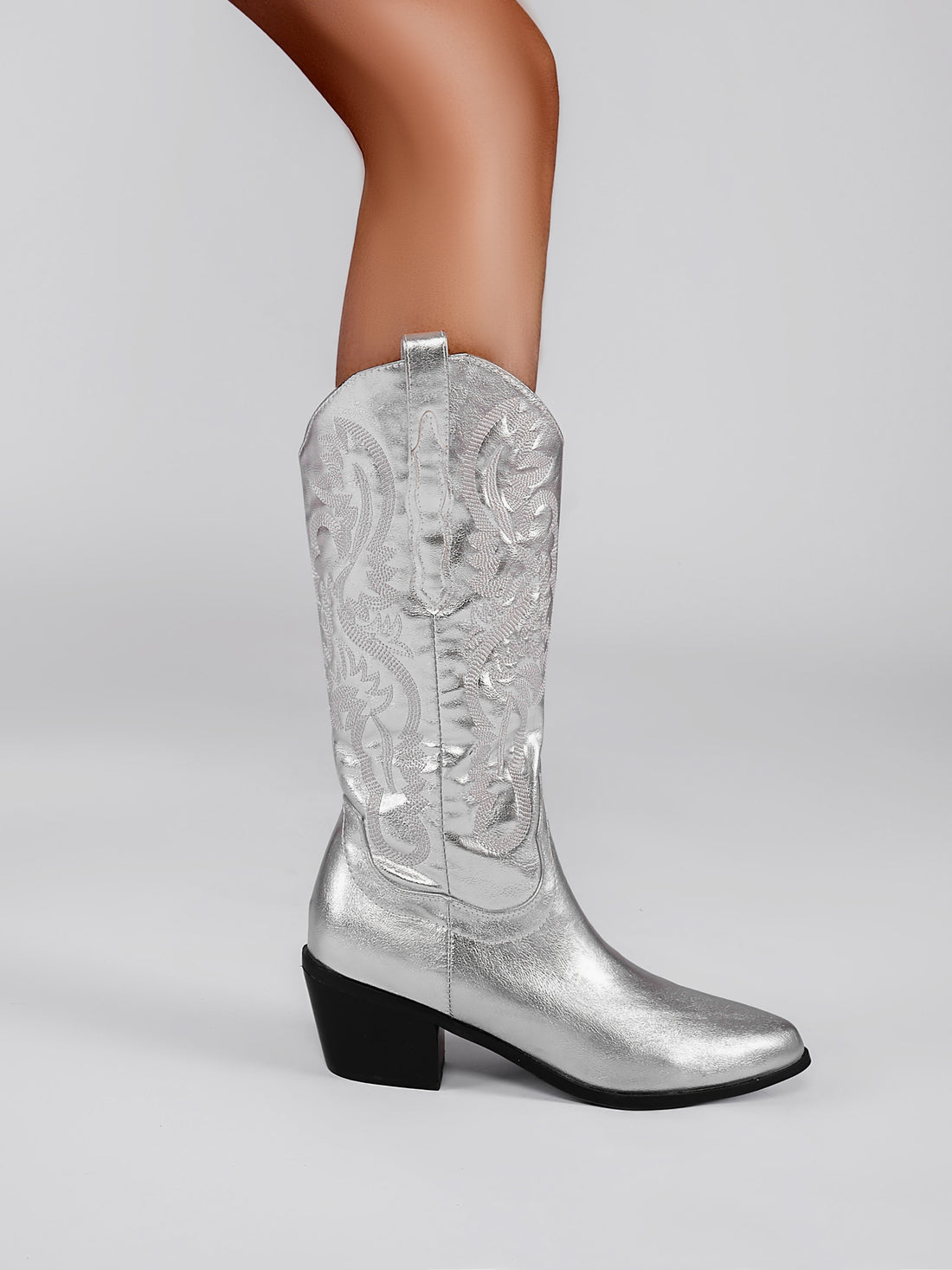 Classic Mirror Silver Cowgirl Boots