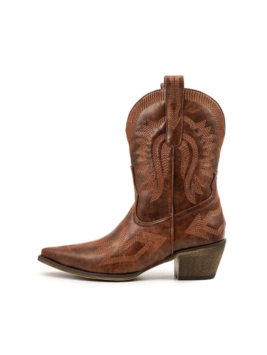 Classic Embroidered Snip Toe Western Heel Brown Cowgirl Boots