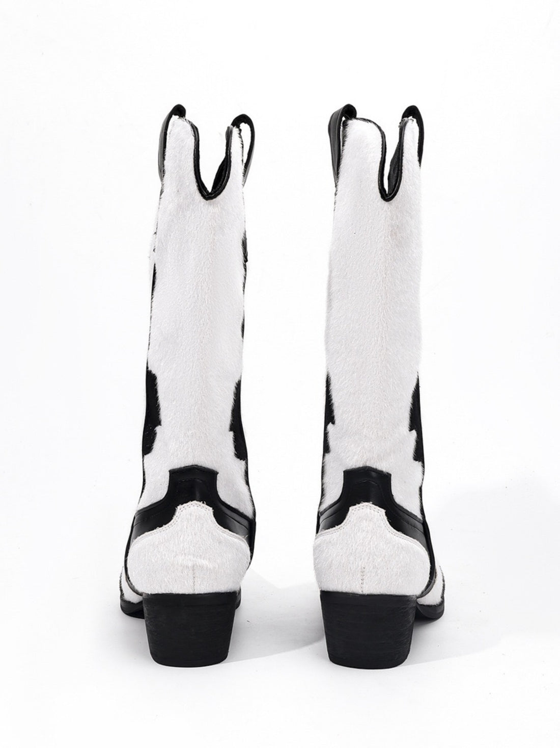 Cow Pattern Wide Calf Black and White Cowgirl Boots