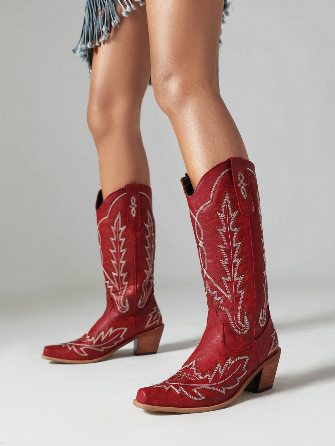 Crimson Flame Mid Calf Cowgirl Boots