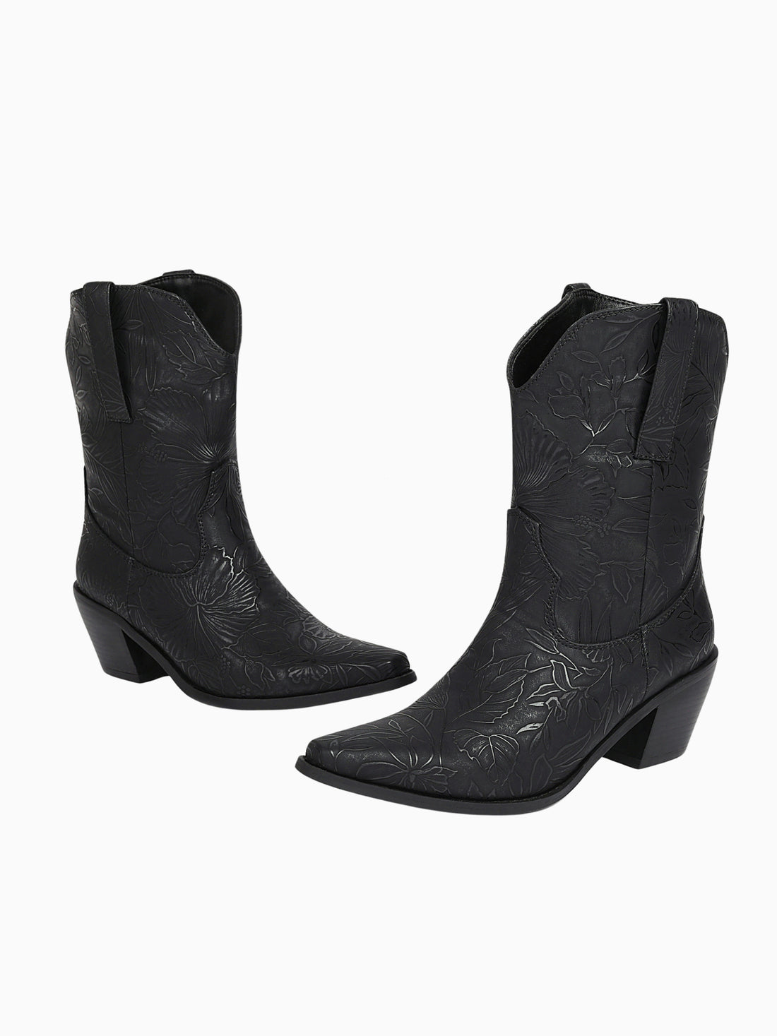 Dark Flora Black Cowgirl Boots