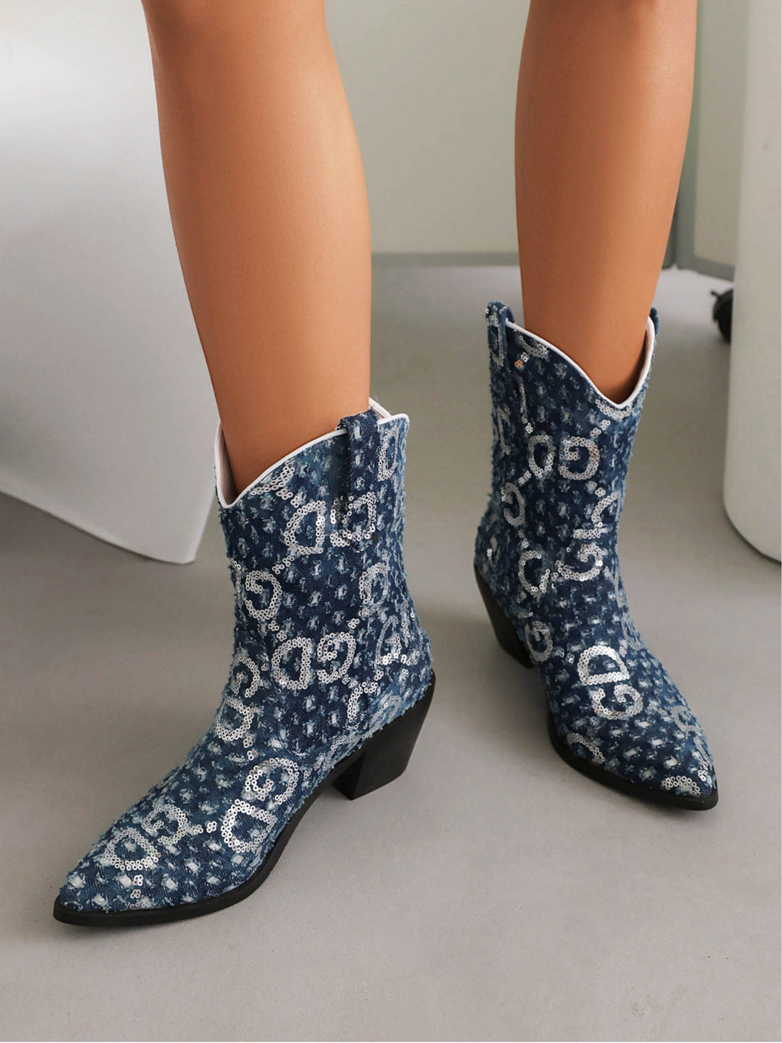 Dazzling Navy Rhinestone Cowgirl Boots