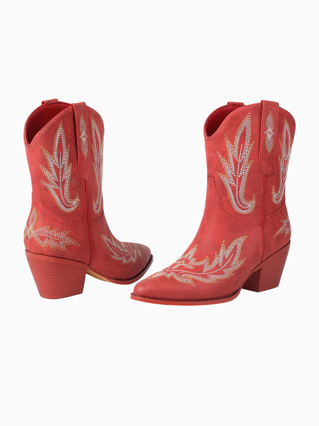 Desert Rose Embroidered Red Cowgirl Boots