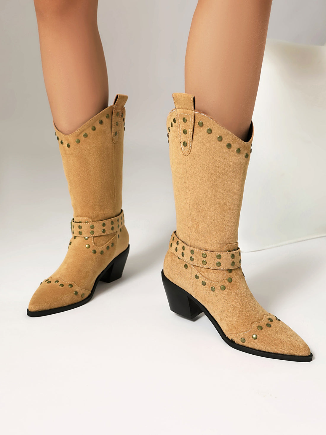 Desert Stud Mid Calf Cowgirl Boots