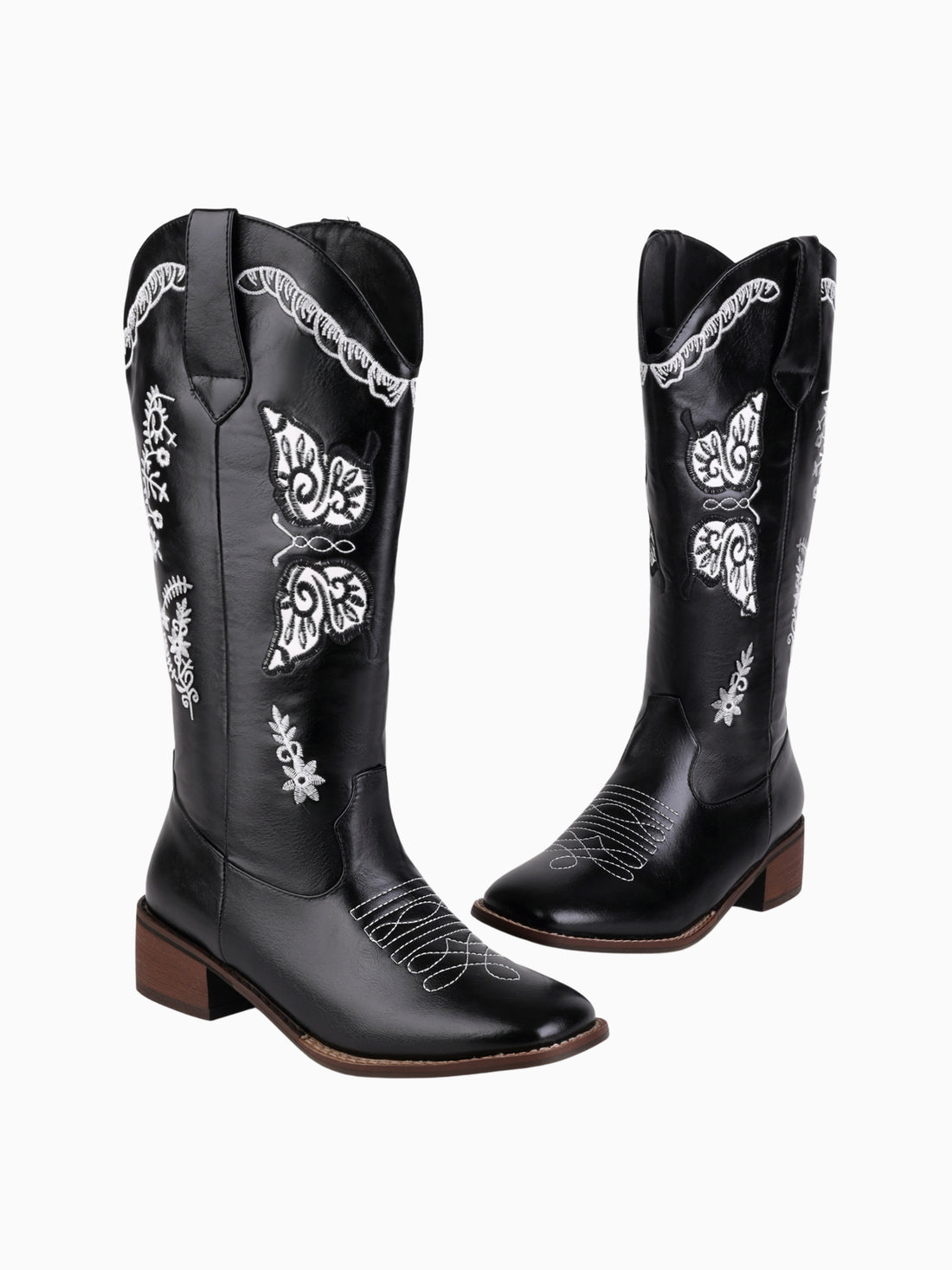 Elegant Butterfly Dance Square Toe Cowgirl Boots