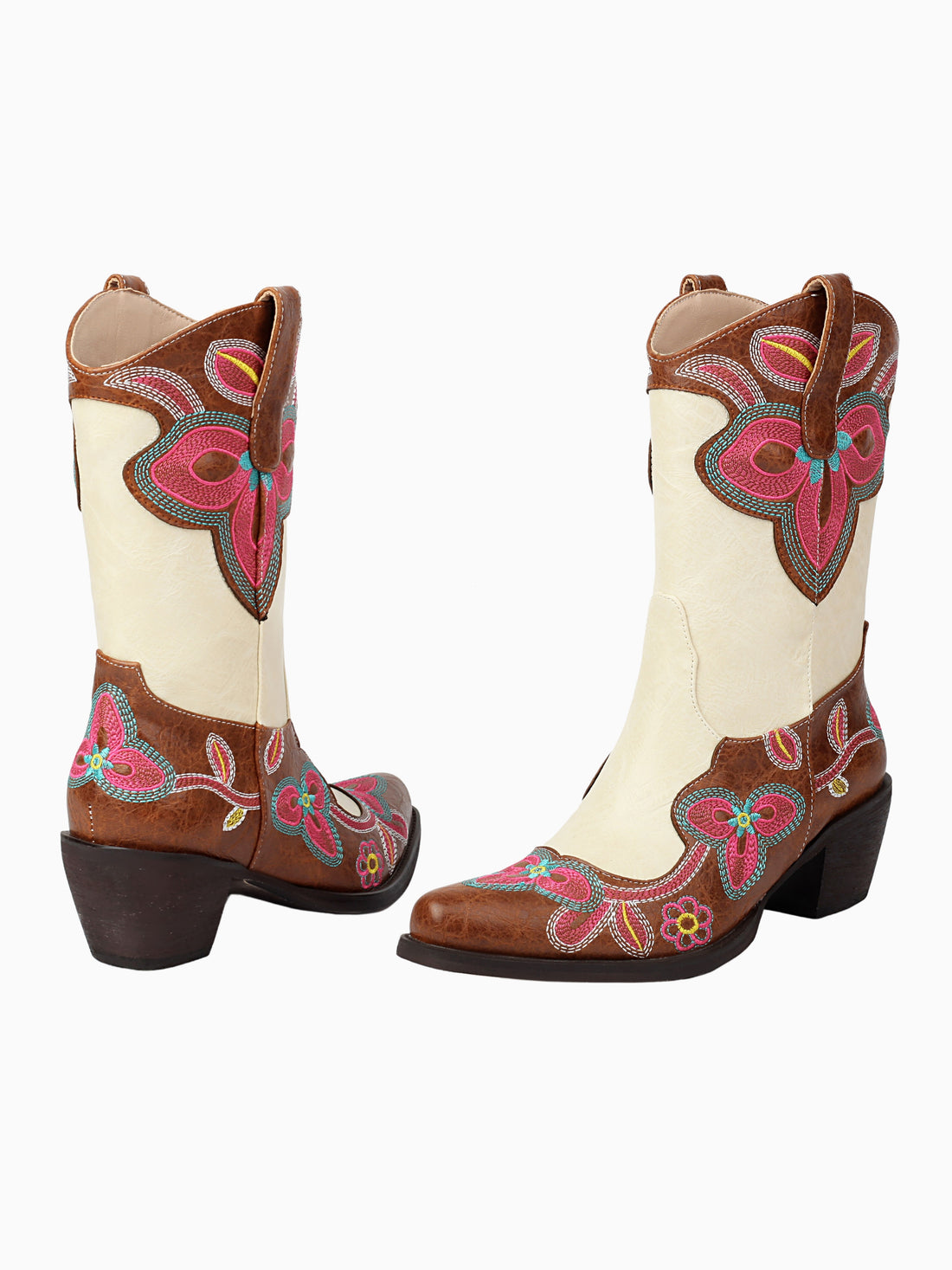 Embroidered Floral Colorful Cowgirl Boots
