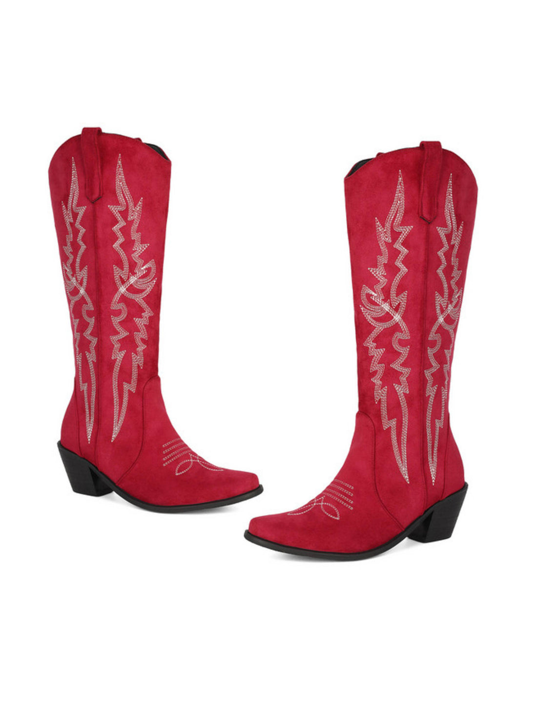 Embroidered Snip Toe Red Western Boots for Country Music Festival