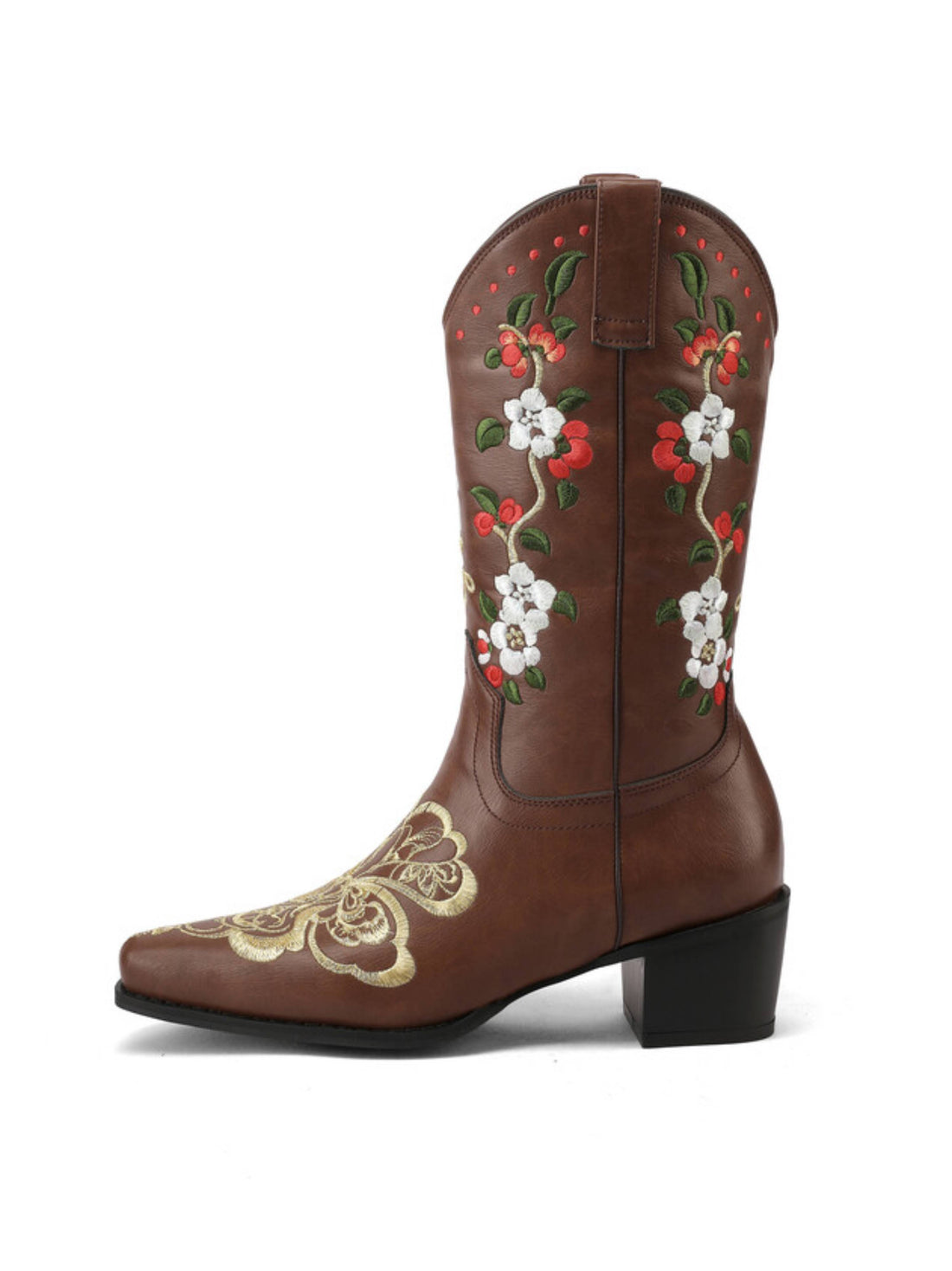 Enchanted Brown Cowgirl Boots with Gold Butterfly Stitching