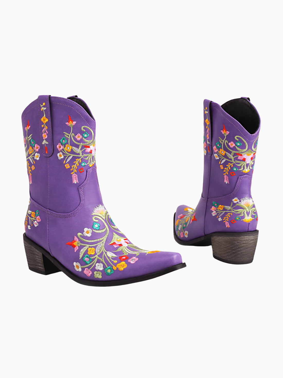 Enchanting Purple Cowgirl Booties with Flowers