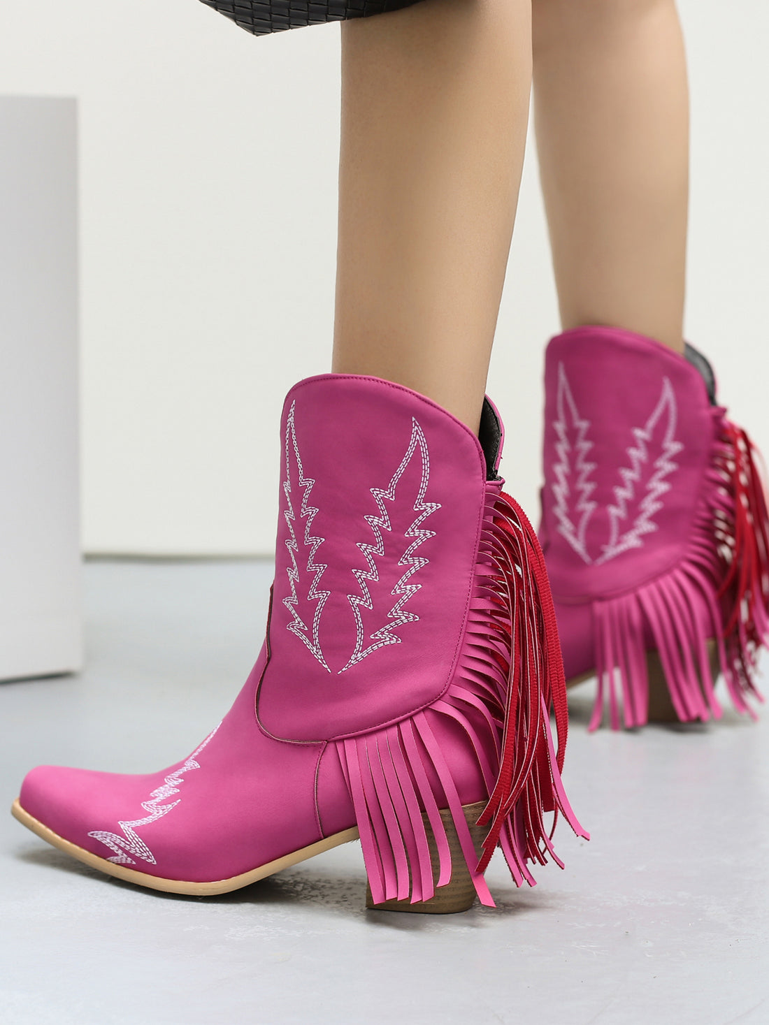 Festival Pink Cowgirl Boots with Ruffles