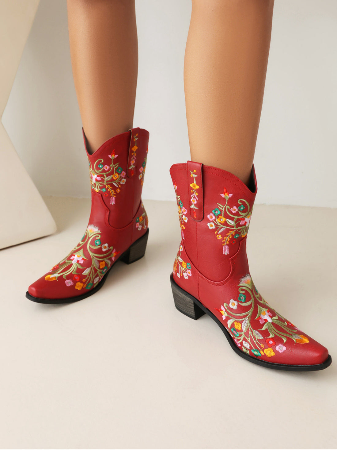 Garden Paradise Red Cowgirl Boots