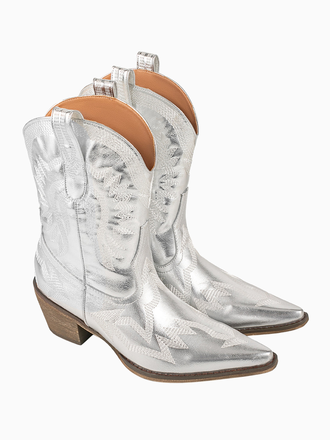 Glam Embroidered Silver Cowgirl Boots