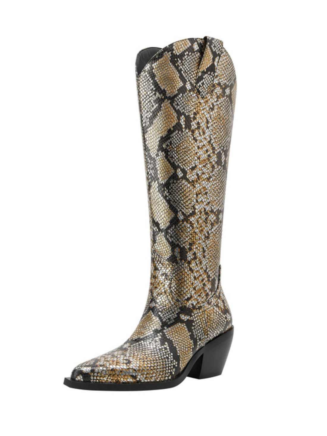 Snakeskin-patterned boot
