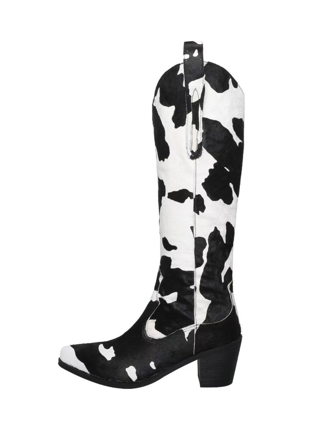 Leather Cowhide Hair Calf Black & White Cowboy Boots