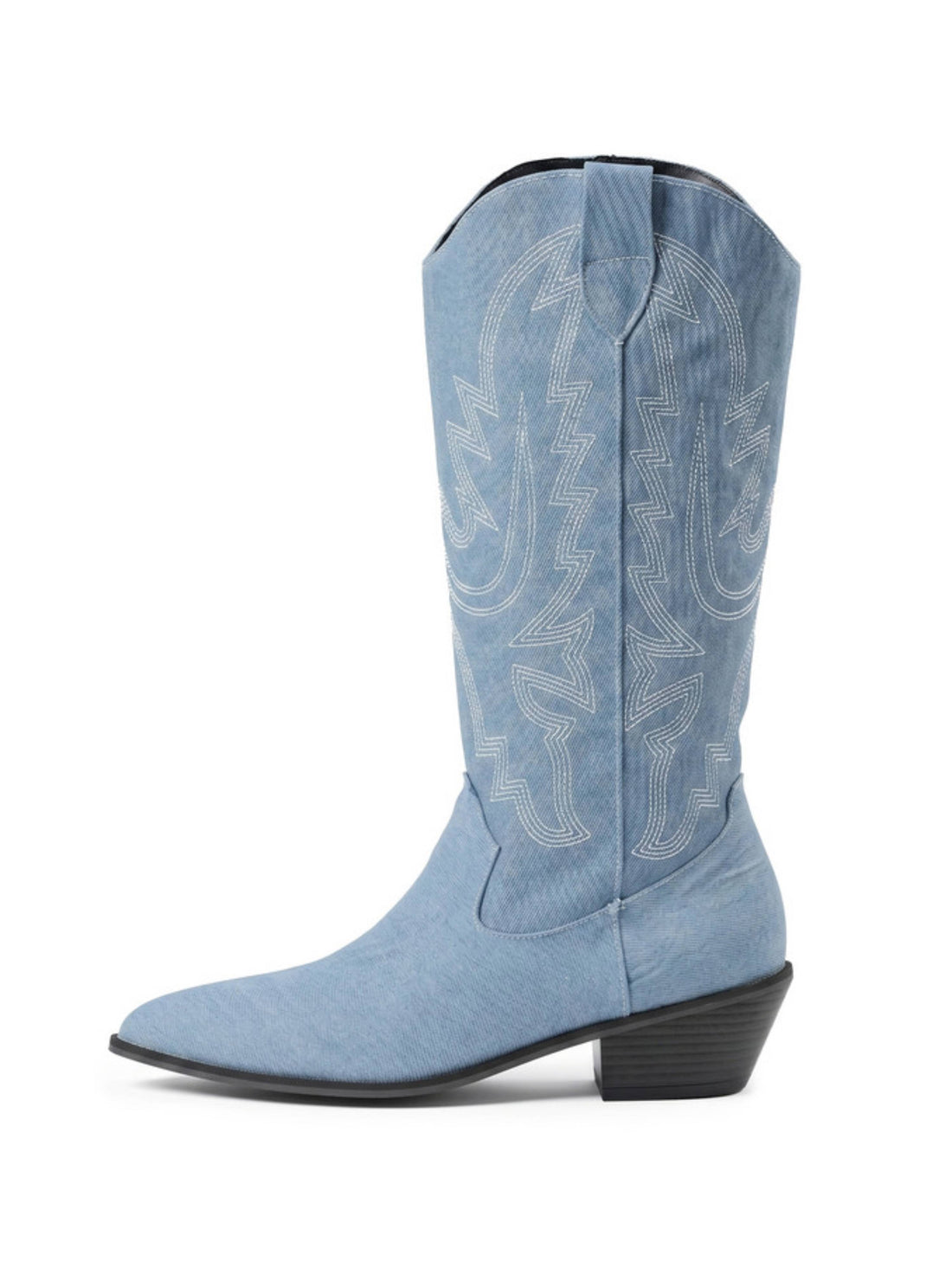 Trendy Light Blue Jean Tall Western Boots for Women