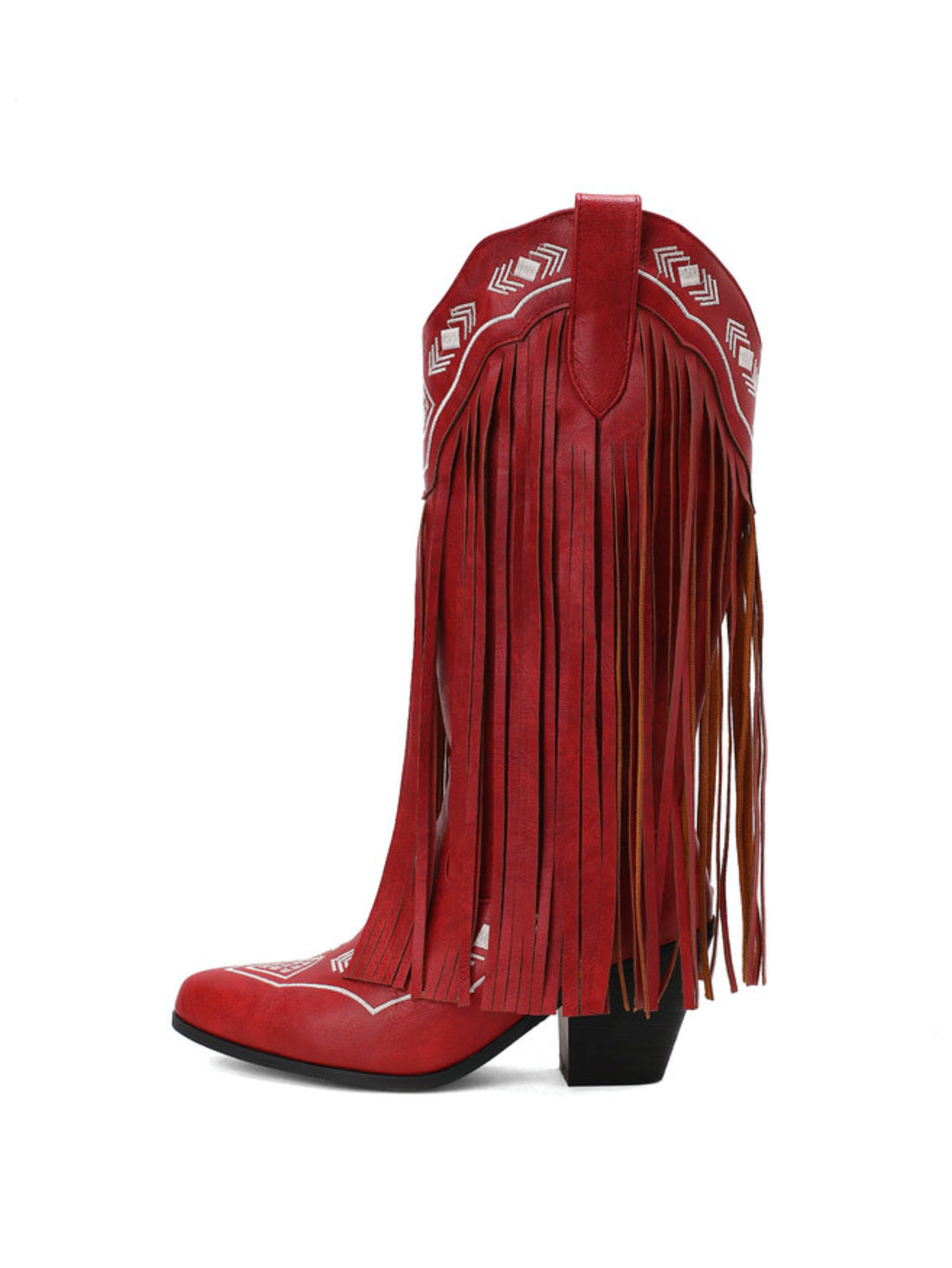 Boho Chic Flowing Tassel Vibrant Red Western Boots