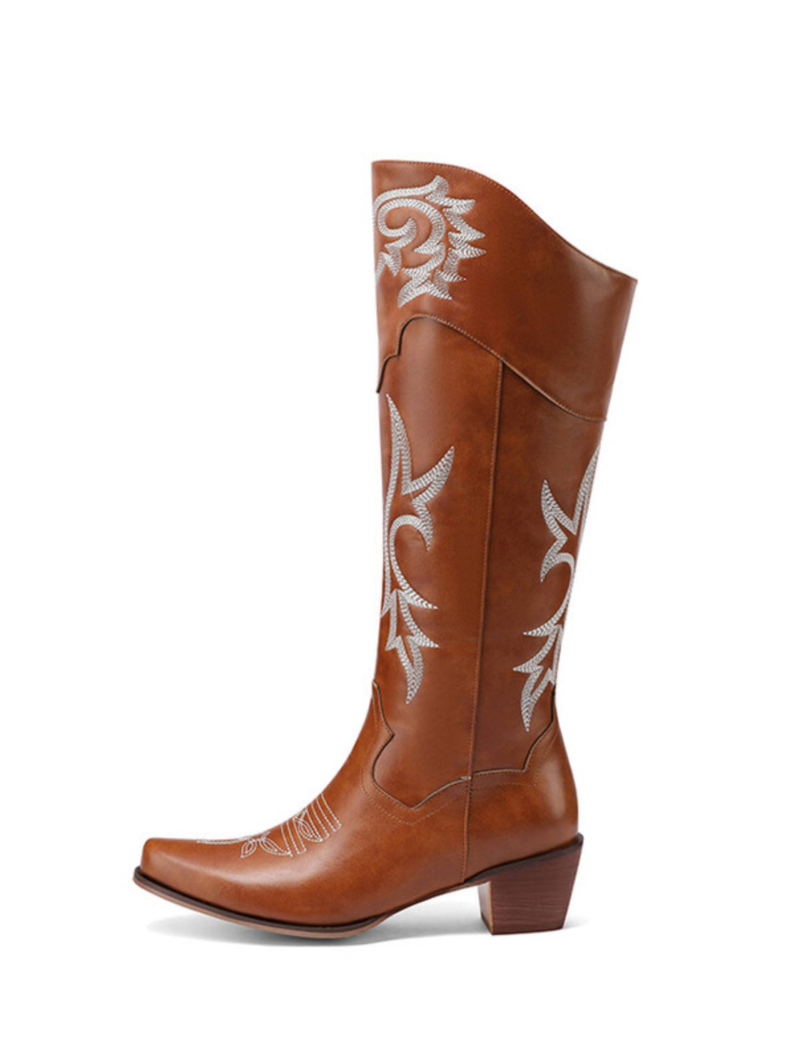 Long Embroidered Snip Toe Women's Mustard Brown Western Boots