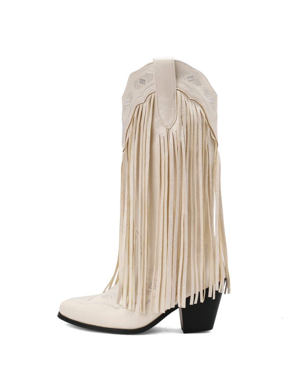 Long Fringe Off-White Cowboy Boots