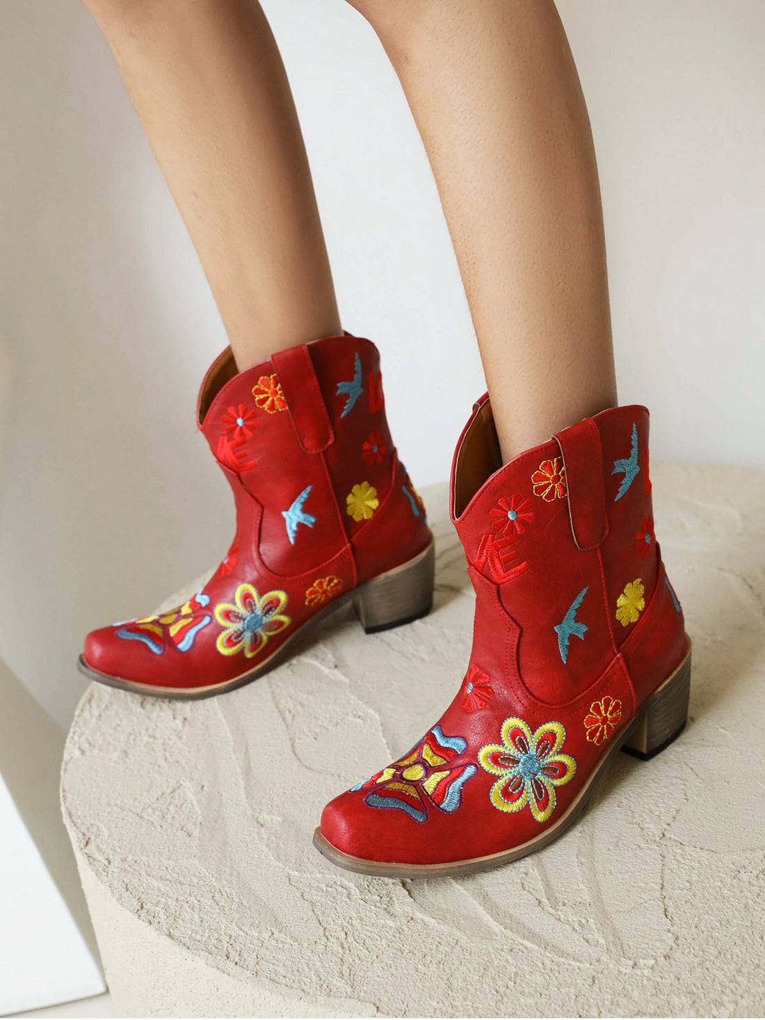 Love Bird Red Cowgirl Boots