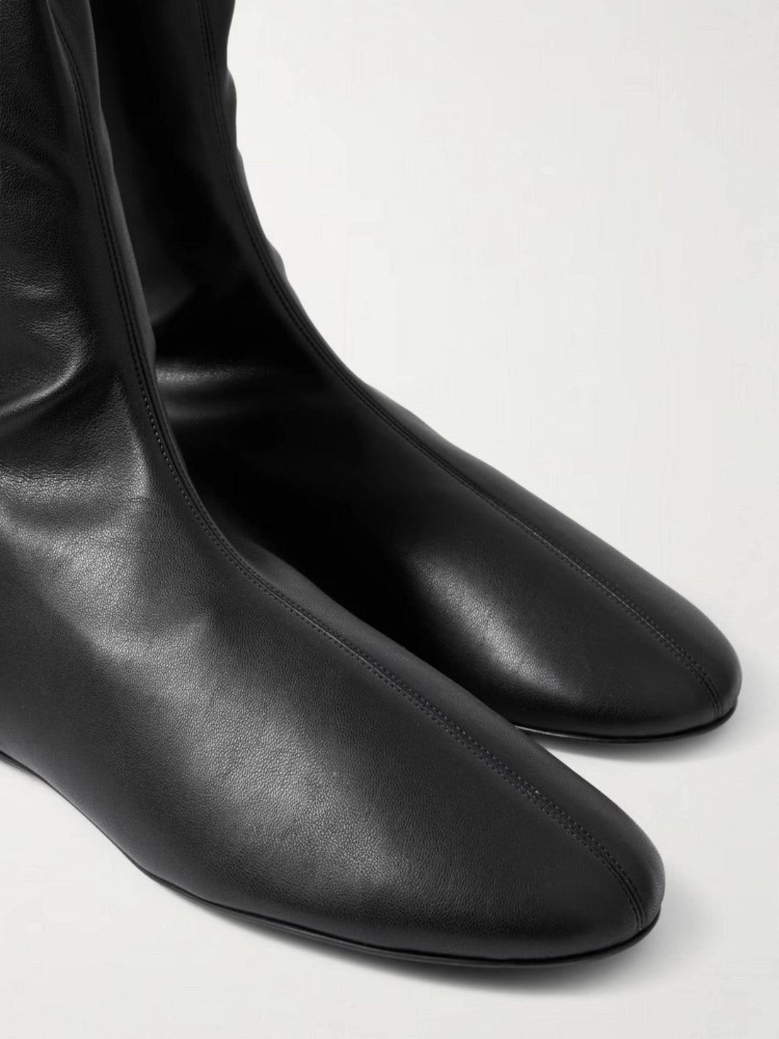 Luxe Black Second-Skin Flat Wide Calf Thigh-High Boots for Winter